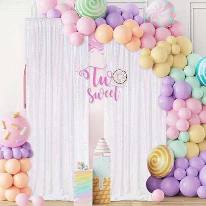 White Iridescent Sequin Backdrop 2 Panels 2FTx8FT Unicorn Backdrop | Glitter - Image 4