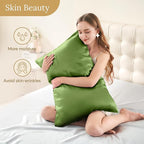 INFIIXSO Mulberry Silk Pillowcase for Hair and Skin, Silk Pillow Cases Queen with Hidden Zipper 20x30 Inches, Extraordinary Smooth and Soft Cooling Pillow Cases for Hot Sleepers(Cedar Green, 1 Pack)