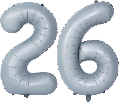 40 In Matte gray Number Balloon Helium Foil Mylar Birthday Balloon Digit 26 | by Exquisitehighqualitypartydecorationstomeetyoureveryneed%EF%BC%81