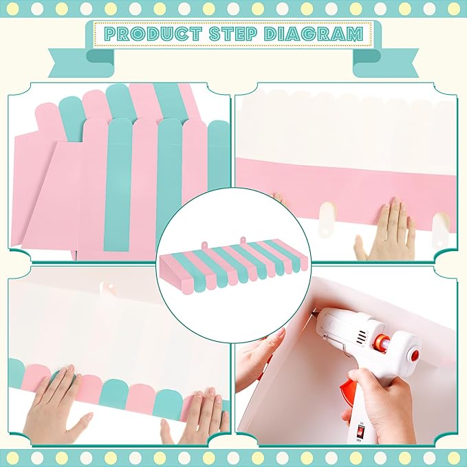 Boao 4 Pack Pink Green Christmas Awning Decoration 3D Stripe Cardboard Awning - Image 3