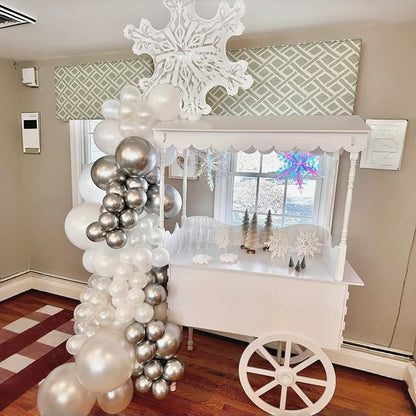 Pearl White Winter Wonderland Balloons, 12 Inch Pearl Sand White and Metallic - Image 5