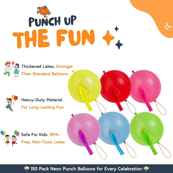 Giraffe 150 Pack Punch Balloons Easters Basket Stuffers - Image 2