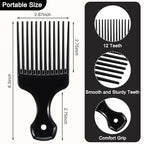SIMPOR 2 Pcs Hair Pick Comb Wide Tooth Lift for Hair Styling Detangling Plastic Afro Comb for Women Men
