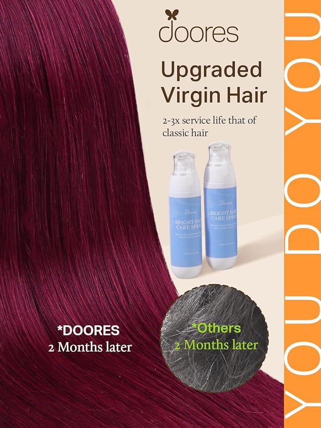 DOORES Human Hair Extensions Tape in, 26 Inch 60g 20pcs, Burgundy Tape in Extensions Human Hair Silky Straight Skin Weft Natural Hair Extensions Remy Hair