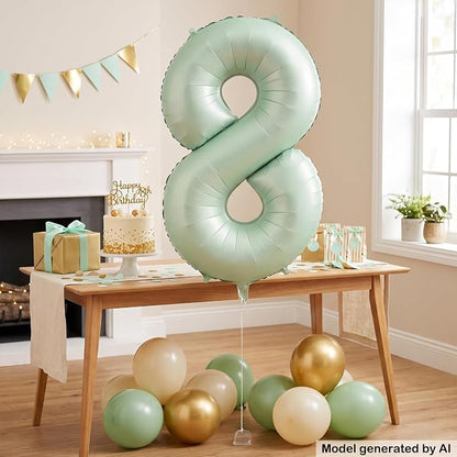 40 Inch Olive Green Number 8 Balloon - Image 5