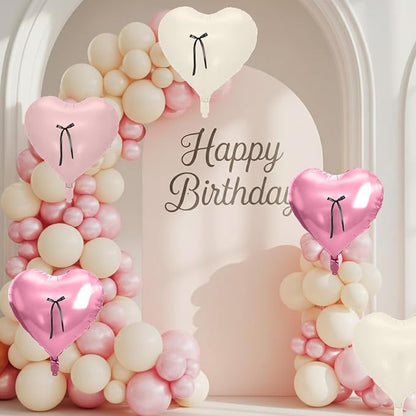 Pink Heart Balloons, 18 Inch Pink Sand White Foil Balloons - Image 6