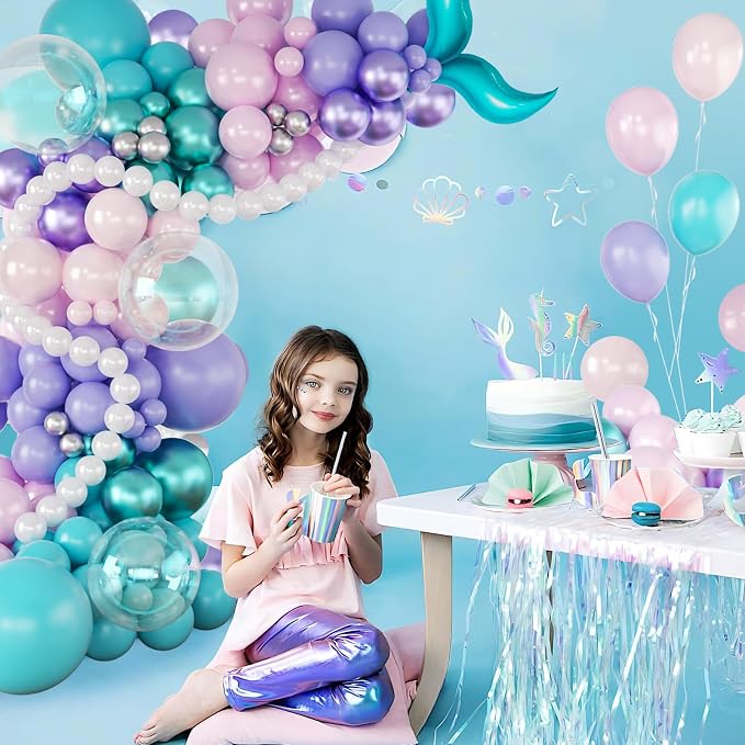 Mermaid Balloon Garland Arch Kit Baby Shower Party Decoration | 145pcs Purple - Image 2