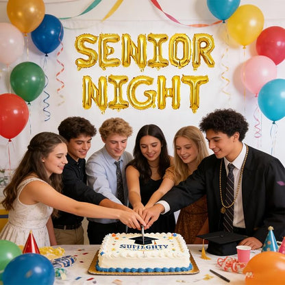 2 Set 22Pcs Gold SENIOR NIGHT Letter Balloons 16in Balloon Foil Letter - Image 4