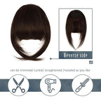 BARSDAR Human Hair Clip in Bangs - Real Human Hair Clip in Bangs for Women - Brown French Bangs Hairpieces Fringe with Temples Real Hair Bangs Extensions - Dark Auburn Brown