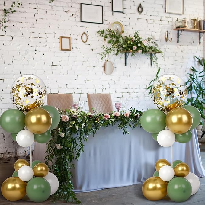 8 Sets Sage Green Balloon Column Table Centerpiece Reusable Table Balloon Tower - Image 7