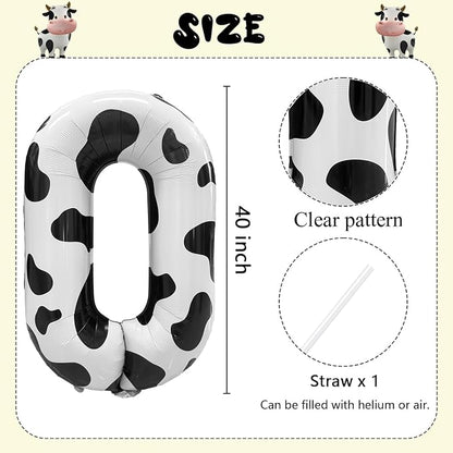Cow Print Number Balloons, Large Foil Number 0 Balloon 40 Inch Cow Balloon - Image 2