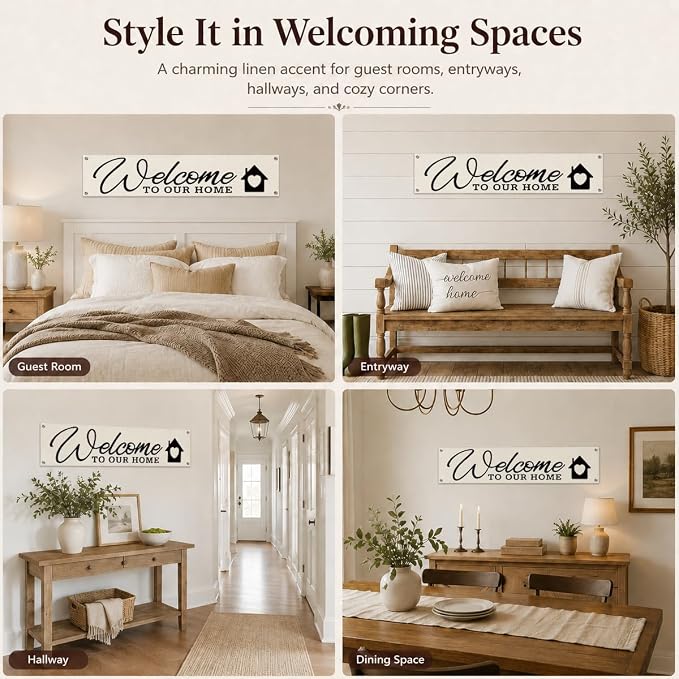 Welcome Banner Decor for Home, Rustic Wall Decor for Entryway, Welcome To Our - Image 2