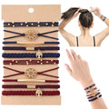 DIYDEC 10PCS Hair Ties Bracelet for Women 5 Styles Soft Braided Boho Hair Bands Elastic No Damage Hair Ties for Girls thick Thin Long Curly Hair Accessories(Blue and red)
