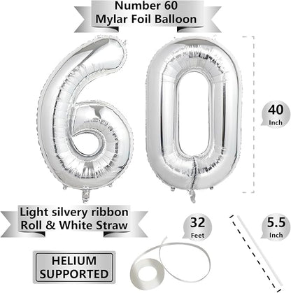 Number Balloons Silver Party Balloon - Image 2