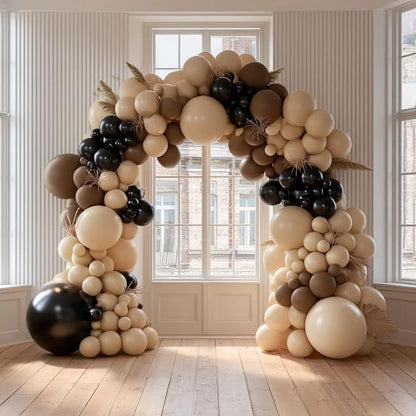 160Pcs Black Brown Nude Balloon Garland Arch Kit Dark Brown Nude Tan Black - Image 5
