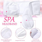 Hoteam 30 Pack Spa Headband Facial Esthetician Hair Wrap for Women Adjustable Makeup Sports Shower Stretch Towel with Tape(Pink, Gray, White)