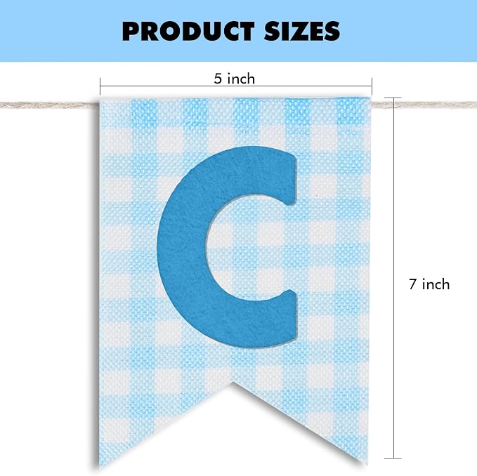 Custom Banner Kit, 28 Blue Printed Burlap Banner - Image 5