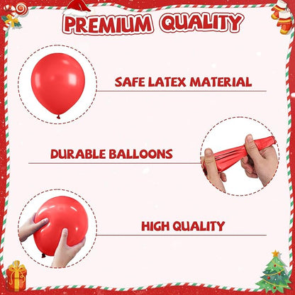 Christmas Balloons, 12 Inch Red Green and Gold Christmas Tree Bell Printed - Image 3
