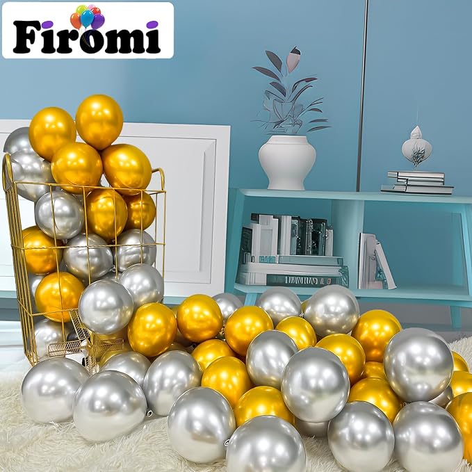 Firomi Metallic Chrome Gold Balloons 5-inch 100 Pack | Helium Small-Medium - Image 3