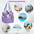 Mesh Shower Caddy Portable, Travel Toiletry Bag for Women Men, Large Capacity Shower Bag Quick Dry Bathroom Bag for Dorm, Gym, Bathroom, Camping, Beach, Swimming, Traveling, Purple