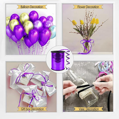 500 Yards Curling Ribbon, 1/5 Inch Shiny Purple Ribbon, Balloon String - Image 4