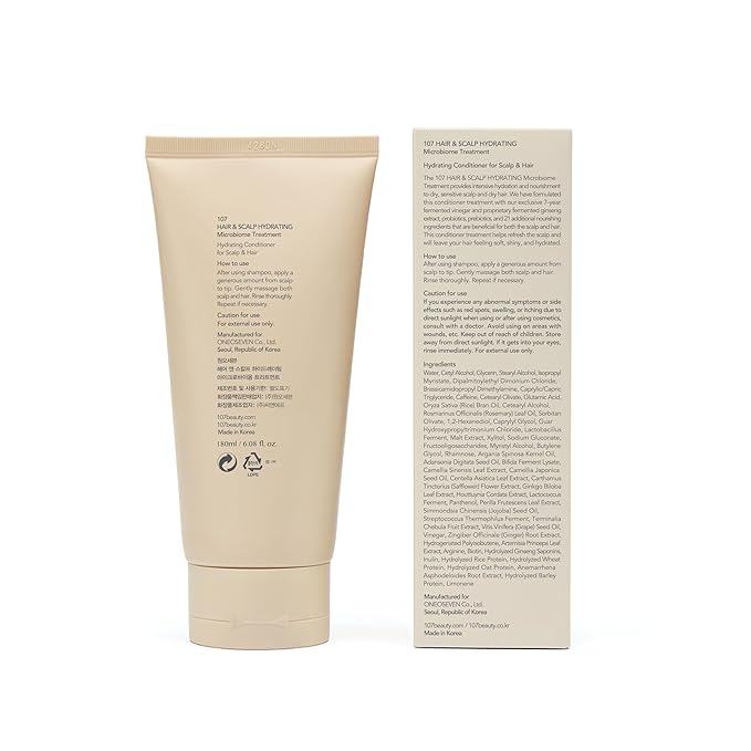 107 HAIR & SCALP HYDRATING Microbiome Treatment, Both Hair & Scalp Hydrating Scalp Treatment, Ginseng, Caffeine, and Biotin, Helps Soothe Scalp Discomfort, (6.08 fl oz)