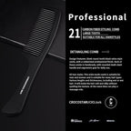 Large Detangling Comb With Professional Handle - Carbon Fiber, Cutting, Hairdressing, Styling, Round Tooth, Barber, Travel Hair Comb for Men and Women