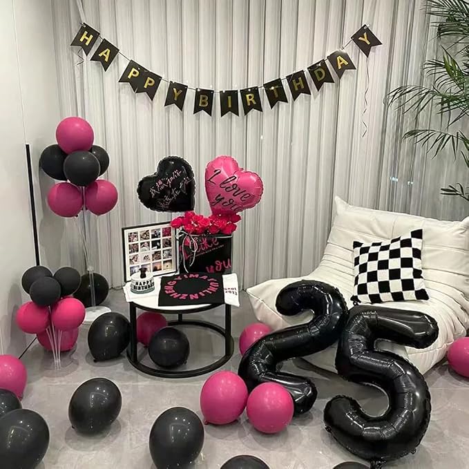 40 inch Black 5 Number Balloon Giant Foil Helium Balloons Black Large Digital - Image 3