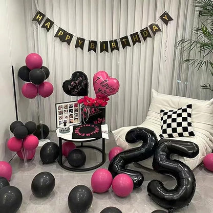 40 inch Black 5 Number Balloon Giant Foil Helium Balloons Black Large Digital - Image 3