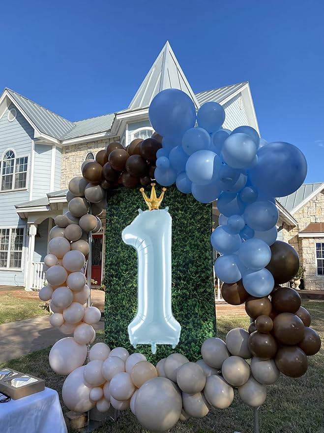 Number 1 Foil Balloon with Crown, 40-Inch Light Blue | Light blue number 1 foil - Image 4