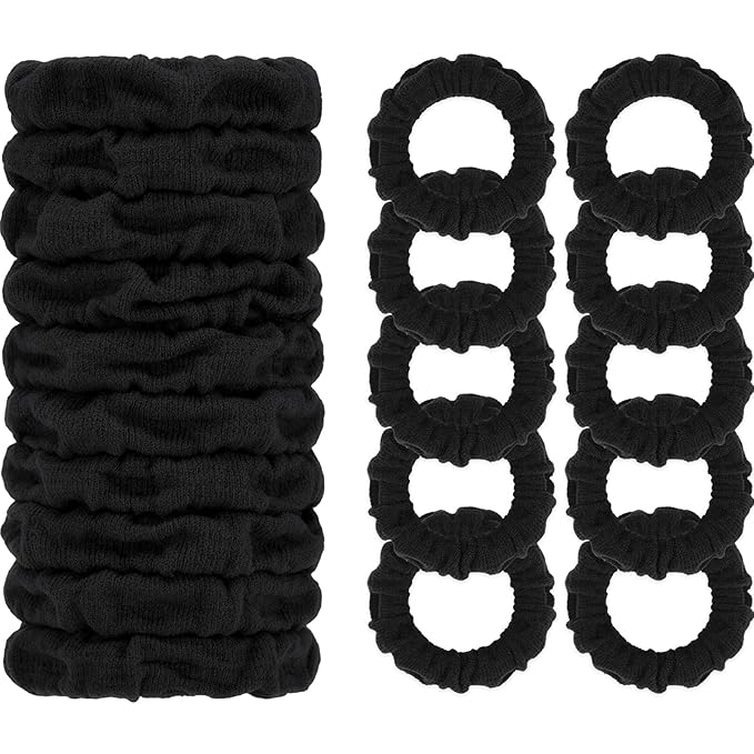 WantGor Hair Ties, Women 10PCS Hair Bands No Damage Elastic Scrunchies Seamless Ponytail Holders Hair Accessories Head Bands for Women's Thick Thin Hair (Black)