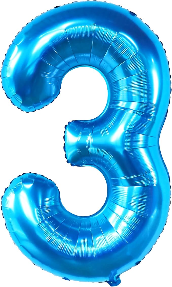 KatchOn Blue Foil Number Balloon 40 Inch, Number 3 Balloon | Mylar Foil Balloon by KatchOn