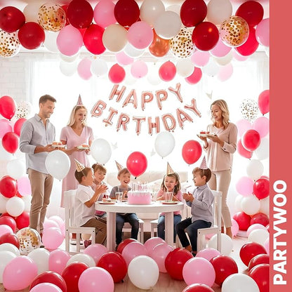 PartyWoo Pink Red and White Balloons 65pcs Hot Baby Pink White Red Balloons | - Image 7