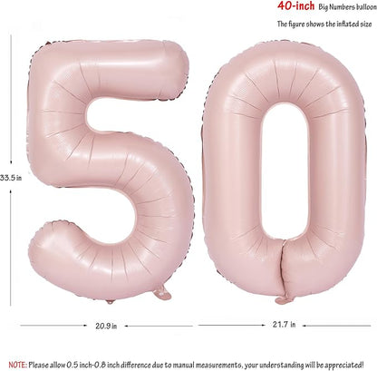 40 In Matte Pink Number Balloons Helium Foil Mylar Balloon Digital 50 | Suitable - Image 2
