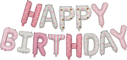16in Happy Birthday Balloon Banner Happy Birthday Bow Bear Letter Balloon | by Exquisitehighqualitypartydecorationstomeetyoureveryneed%EF%BC%81