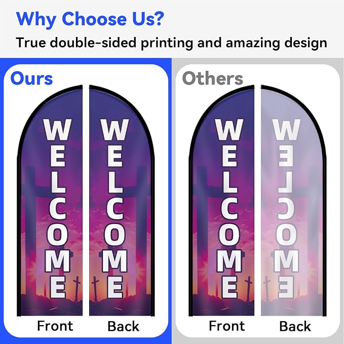 1PC Double Sided Church Welcome Feather Flag - Image 5