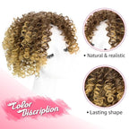 Natural Afro Kinky Curly Short Hair Toppers with Bangs Black Clip in Synthetic Wiglets Hair Pieces for Men and Women with Thinning Hair Instant Volume and Style(T27/33#)