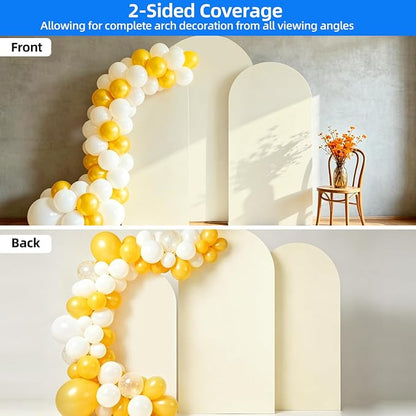 Hemmotop Stretchy Beige Arch Backdrop Cover Set, 3-Piece | Wrinkle-Free - Image 7