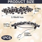 Joez Wonderful Rhinestone Hair Clip Sparkly Crystal Barrettes French Wedding Prom Engagement Pageant First Communion Hair Decorative Accessories for Women Bride Thick Long Hair (Flower Grey, 1 Pcs)