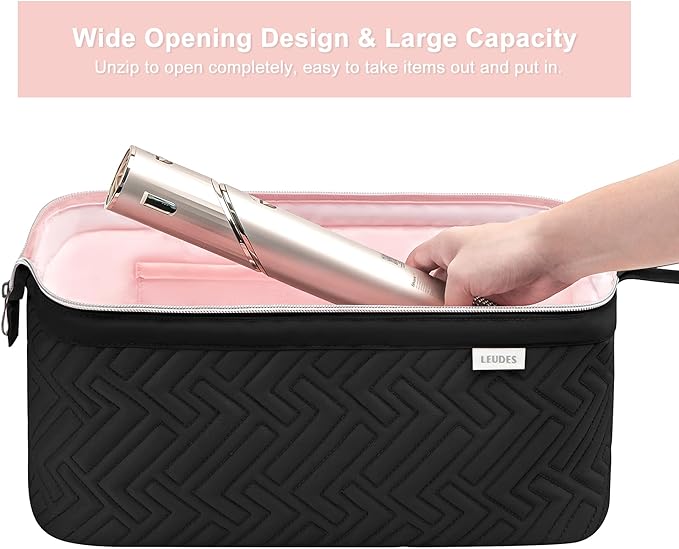 Leudes Hair Tools Travel Bag for Shark Flexstyle Carrying Case Portable Shark Hair Air Wrap Dryer Case Waterproof Dustproof Flat Curling Iron Travel Organizer (Black)