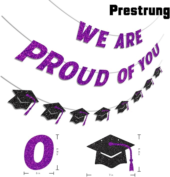 We Are So Proud of You Banner Pre-strung Purple Graduation Decorations Class of - Image 2