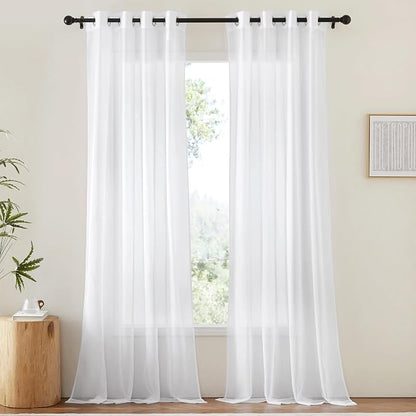 NICETOWN Voile Sheer Window Curtains 144 inch Extra Long, Grommet Elegant and by NICETOWN