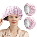 YIZIJIZI 2 Pieces Heat Cap for Deep Conditioning, Conditioning Cap Made of Aluminum Foil for Home and Salon Use, Hair Dyeing（Pink heart）