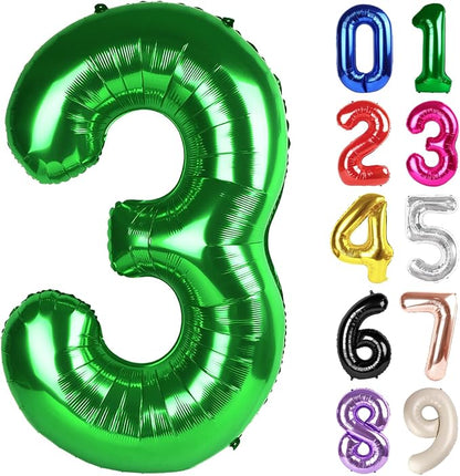 3 Balloon - Green Birthday Number Balloons, 40 Inch Decorations Men Women | by ALPHADELTAPI