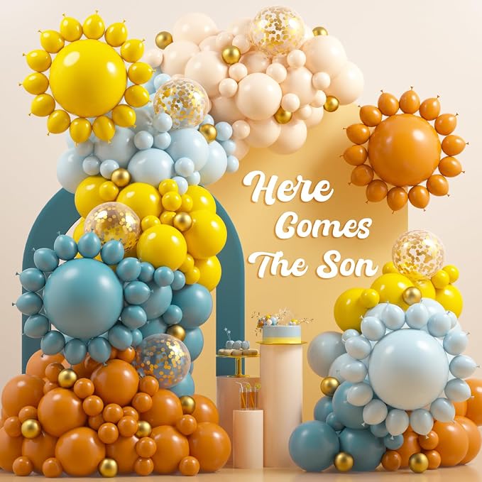 Here Comes the Son Baby Shower Decorations JOGAMS 182Pcs Retro Blue Orange by JOGAMS