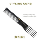 Kent SPC84 Hair Pick Comb for Curly, and Thick Hair – Professional Antistatic Heat-Resistant Prong Fork for Volume and Lift – Barber Teasing Comb for Natural Styling and Maintenance