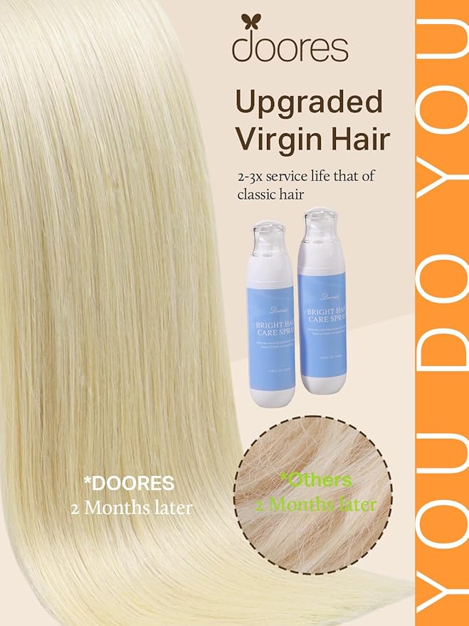 DOORES Tape in Hair Extensions Human Hair Ombre Ash Brown to Platinum Blonde 18 Inch 20pcs 50g Human Hair Extensions Tape in Skin Weft Remy