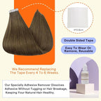 Full Shine Tape in Hair Extensions Human Hair 20PCS 12 Inch Color 3 Brown Straight Seamless Skin Weft Remy Human Hair Tape in Extensions 30g Natural Extensions for Women Real Hair Add Volume