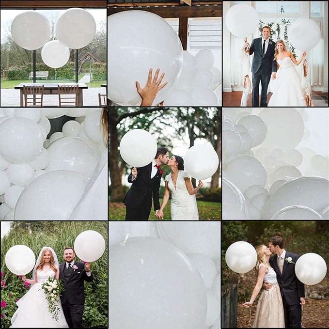 24pcs 18 Inch Big White Balloons Latex Round Balloons Giant White Balloon Jumbo - Image 7