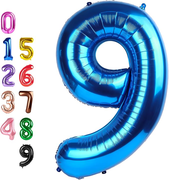 9 Balloon Number Blue 40 inch Number Balloons by Enyeopd